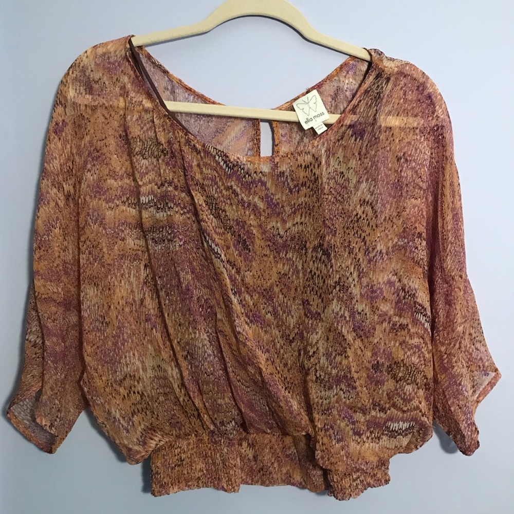 Ella Moss 100% Silk Bat Wing Top
